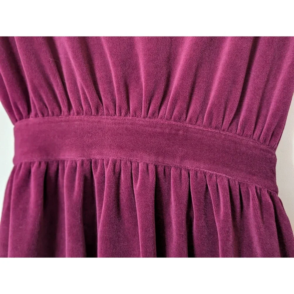 VTG Eileen West Velour Long Robe Womens Large Maroon Belted Stretch Back Lounge